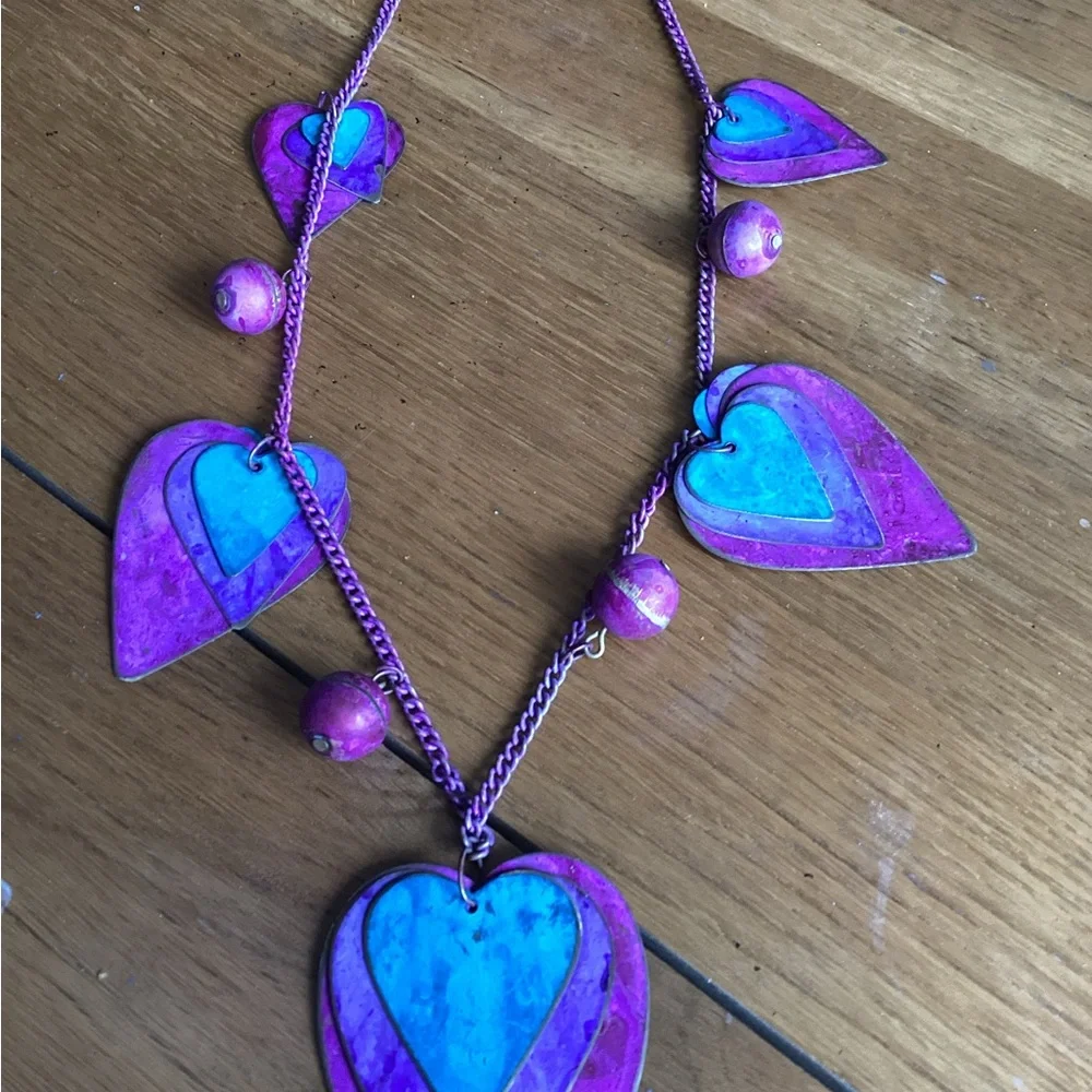 Women’s Heart Necklace-24 inches in-length-pink/purple/blue ❤️❤️❤️ - Picture 4 of 4